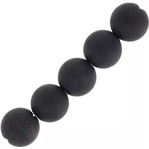 Perla rotonda in pietra semipreziosa da 12 mm - Onice smerigliato nero x1
