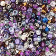 Perla Preciosa 8/0 - 3 mm - Mix argento e viola x 20 g