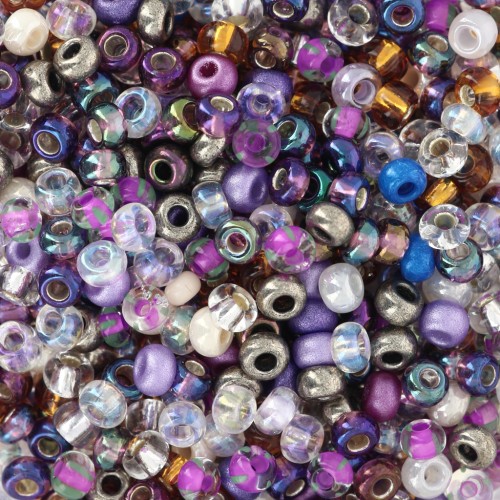Perla Preciosa 8/0 - 3 mm - Mix argento e viola x 20 g