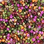 Perla Preciosa 11/0 2 mm - Mix verde - rosa - arancione - Dorato x 20 g