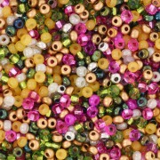Preciosa Perle di semi 11/0 2 mm - Mix Verde - Rosa - Dorato x20g