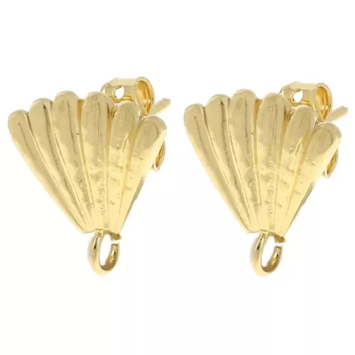 Orecchini a conchiglia 15x14 mm - Dorato con oro fino x2