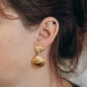 Orecchini a conchiglia 15x14 mm - Dorato con oro fino x2
