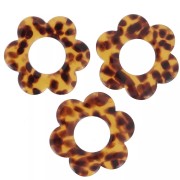 Pendenti in acetato a forma di fiore da 18 mm - Terrazzo Brown - Nero x10