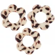 Crema - Pendenti a forma di fiore in acetato da 18 mm - Marrone screziato - Crema x10 Pendenti a forma di fiore in acetato da 18 mm - Marrone screziato - Crema x10