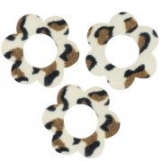 Pendenti a fiore 18 mm in acrilico - Marrone ghepardo - Nero x10