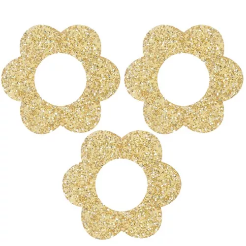 Pendenti a forma di fiore in acrilico da 18 mm - Brillantini d'oro x10