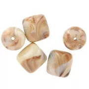 Perle tubolari in resina opaca 16x14 mm - Beige - Marrone marmorizzato x4