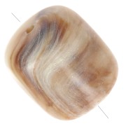 Perle tubolari in resina opaca 16x14 mm - Beige - Marrone marmorizzato x4