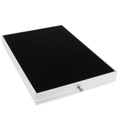 Vassoio per anelli a 72 scomparti 29x20cm - valigia per gioielli - Nero