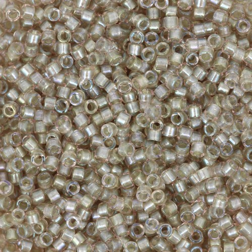 Miyuki Delica 11/0 DB1766 - Sparkling Celery Lined Light Tea Rose AB x8g
