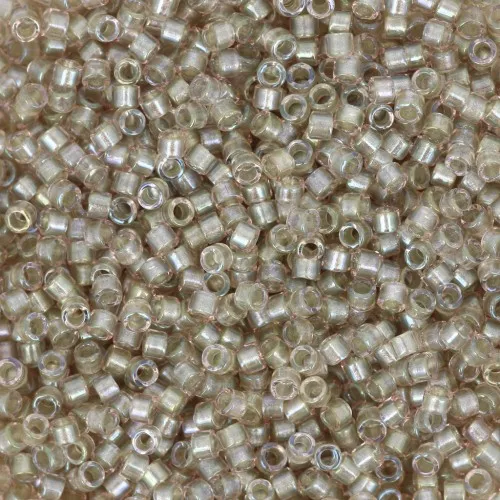 Miyuki Delica 11/0 DB1766 - Sparkling Celery Lined Light Tea Rose AB x8g