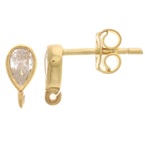 Orecchini perno 8x4 mm in ossido di zirconio - Argento 925 Dorato con oro fino x2