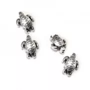 Perle mini tartaruga 9x7 mm Placcatura argento antico x1
