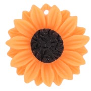 Pendente girasole in resina 24 mm - Arancione - Marrone x1