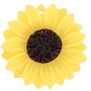 Pendente girasole in resina 24 mm - Giallo - Marrone x1
