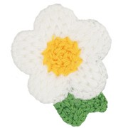 Pendente a forma di fiore all'uncinetto 47x40 mm - Bianco - Giallo - Verde x1|raw }}
