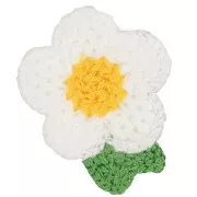 Pendente a forma di fiore all'uncinetto 47x40 mm - Bianco - Giallo - Verde x1