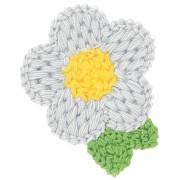 Pendente a forma di fiore all'uncinetto 47x40 mm - Grigio - Giallo - Verde x1
