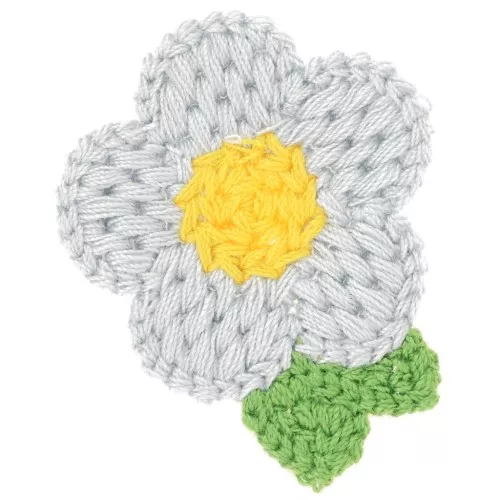 Pendente a forma di fiore all'uncinetto 47x40 mm - Grigio - Giallo - Verde x1