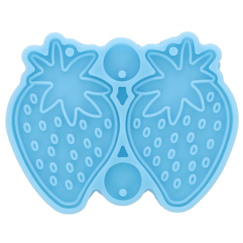 Stampo in silicone per la realizzazione di pendenti a forma di fragola in resina epossidica e polvere di ceramica