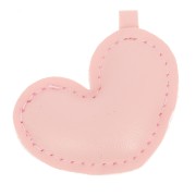 Pendente a cuore rotondo 46x47 mm, finta pelle - Rosa chiaro x1