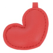 Pendente a cuore curvo 46x47 mm, finta pelle - Rosso x1|raw }}