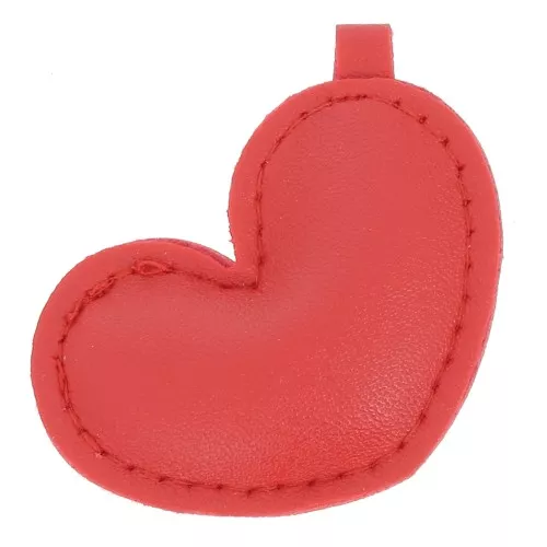 Pendente a cuore curvo 46x47 mm, finta pelle - Rosso x1
