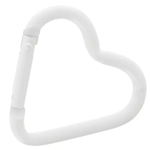Chiusura a moschettone a cuore in alluminio 42x44 mm - Bianco x1
