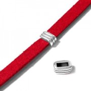 Passante rettangolare striato per laccetto 5 mm Dorato con oro fino x1