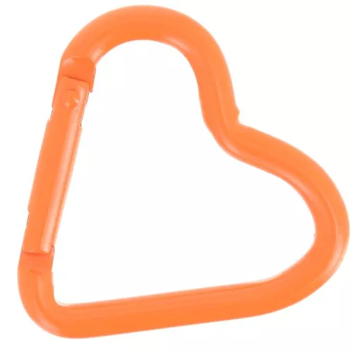 Chiusura a moschettone a cuore in alluminio 42x44 mm - Arancione x1