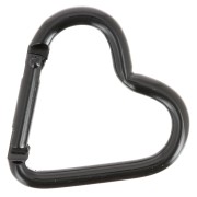 Chiusura a moschettone a cuore in alluminio 42x44 mm - Nero x1