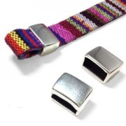 Terminale quadrato per cordoncino 10 mm Placcatura argento antico x1