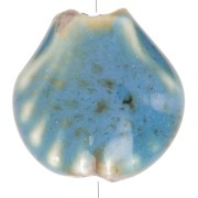 Perle di conchiglia in ceramica 14 mm - Blu - Nero screziato x4