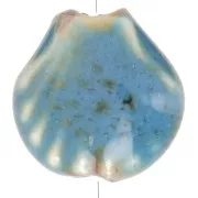 Perle di conchiglia in ceramica 14 mm - Blu - Nero screziato x4