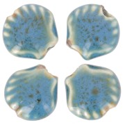 Perle di conchiglia in ceramica 14 mm - Blu - Nero screziato x4