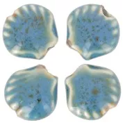 Perle di conchiglia in ceramica 14 mm - Blu - Nero screziato x4