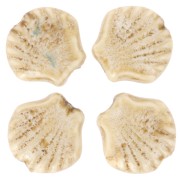 Perle di conchiglia in ceramica 14 mm - Beige - Marrone screziato x4