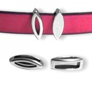 Passante foglia 14 mm per laccetto 10 mm Placcatura argento antico x1