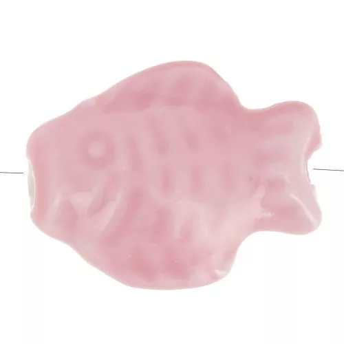 Perla pesce in ceramica 14x19 mm - Rosa x1