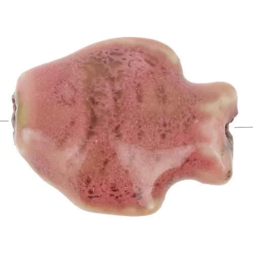 Perla pesce in ceramica 14x19 mm - Rosa corallo marmorizzato - Beige x1