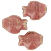 Perla pesce in ceramica 14x19 mm - Rosa corallo marmorizzato - Beige x1