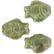 Perla pesce in ceramica 14x19 mm - Verde marmorizzato - Marrone x1
