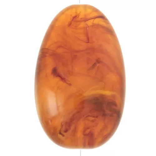 Perla acrilica ovale 41x26 mm - Marrone fulvo marmorizzato x1