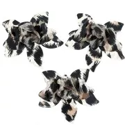 40x42,5 mm Pendente a rilievo a forma di fiore in acrilico - Leopardo nero - Marrone x1