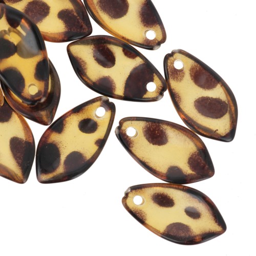 Zecchini a forma di petalo di fiore a cupola 19x10 mm in acrilico - Marrone screziato x12