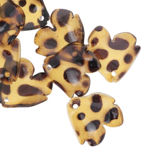 Zecchini a forma di petalo di fiore in acrilico 20x19 mm - Marrone screziato x12