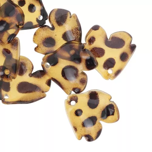Zecchini a forma di petalo di fiore in acrilico 20x19 mm - Marrone screziato x12