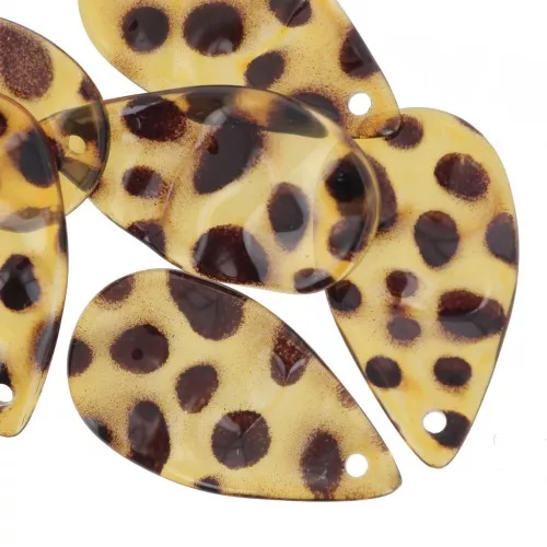 Zecchini Petali di fiori 30x17mm in acrilico - Marrone screziato x6