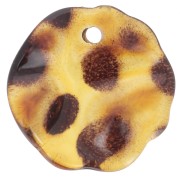 Zecchini tondi plissettati a forma di petalo di fiore in acrilico da 19 mm - Marrone screziato x12